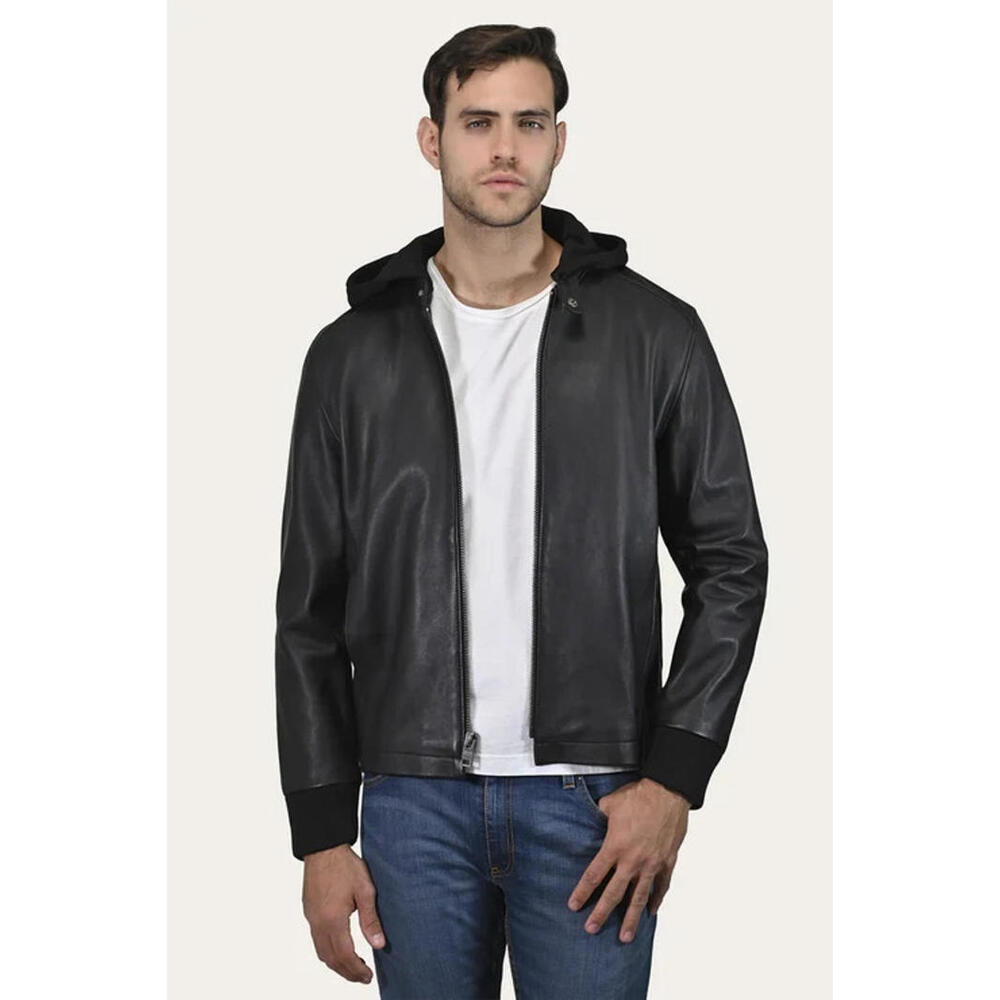 NEW, Frye MEN  SADDLE LEATHER JACKET in Black Sz M #SJ2178